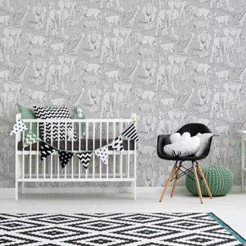 Superfresco Easy Vliesbehang Jungle Dieren Grijs (108567) 3 Superfresco Easy Vliesbehang Jungle Dieren Grijs (108567) - Afbeelding 3