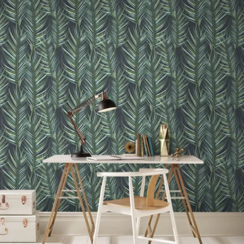 Superfresco Easy Vliesbehang Palmen Blauw 100558 2 Superfresco Easy Vliesbehang Palmen Blauw 100558 - Afbeelding 2