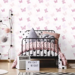 Superfresco Easy Vliesbehang Vlinders Wit-roze (dessin 100114) -Superfresco Easy Winkel 41 141