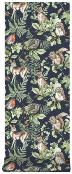 Superfresco Easy Vliesbehang Woodland Dieren Donkerblauw (dessin 108568) -Superfresco Easy Winkel 41 9